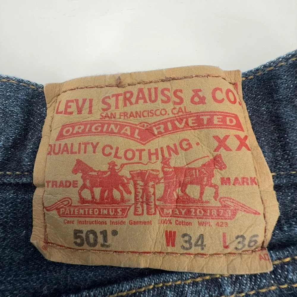 Levi's 501 XX Original Jeans Mens 34x35 (Tag 34x36) Straight Leg Button Fly